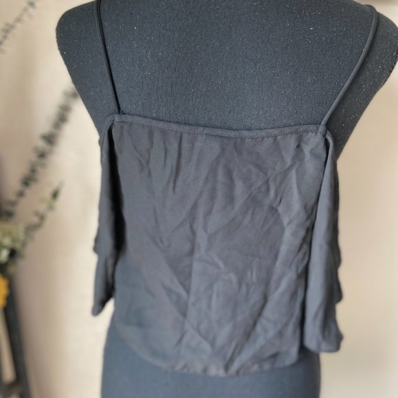 4/$20 ASOS Cold Shoulder Lightweight Black Crop Top Size 4 - Picture 5 of 8